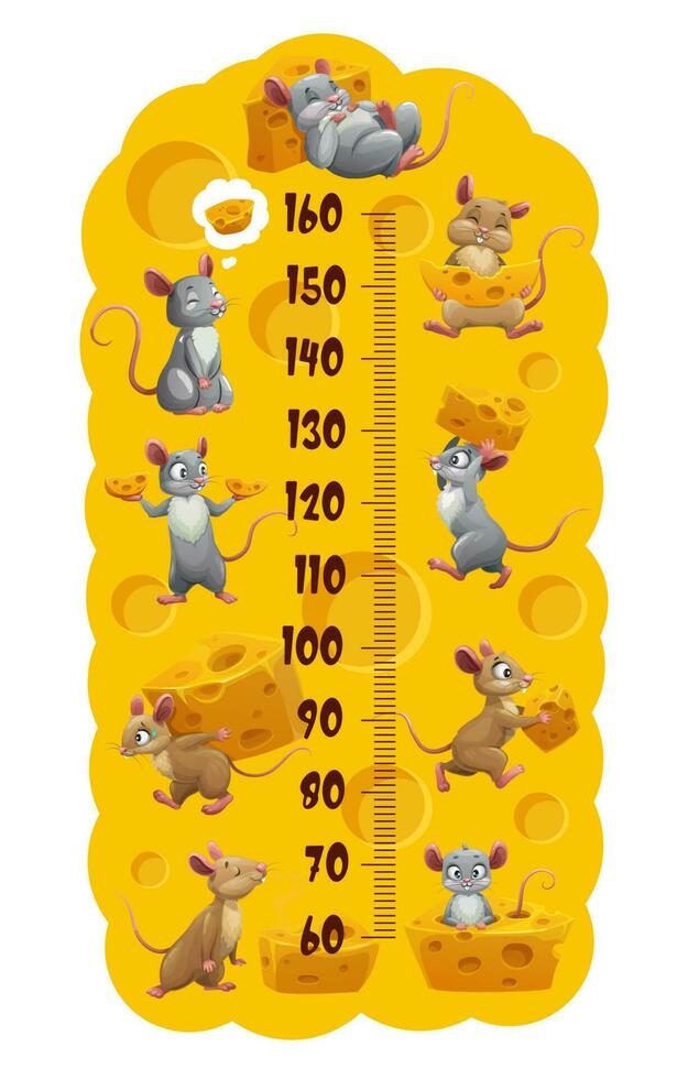 Cartoon funny cute mouse and mice with cheese vector