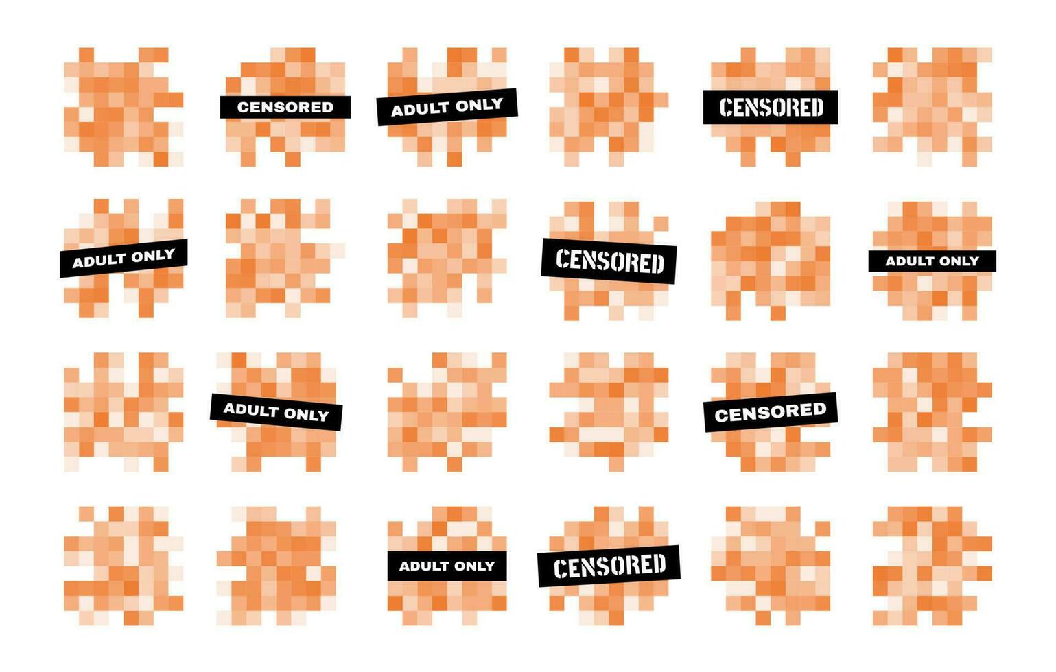 Censor mosaic pixel blur bars, censorship content vector