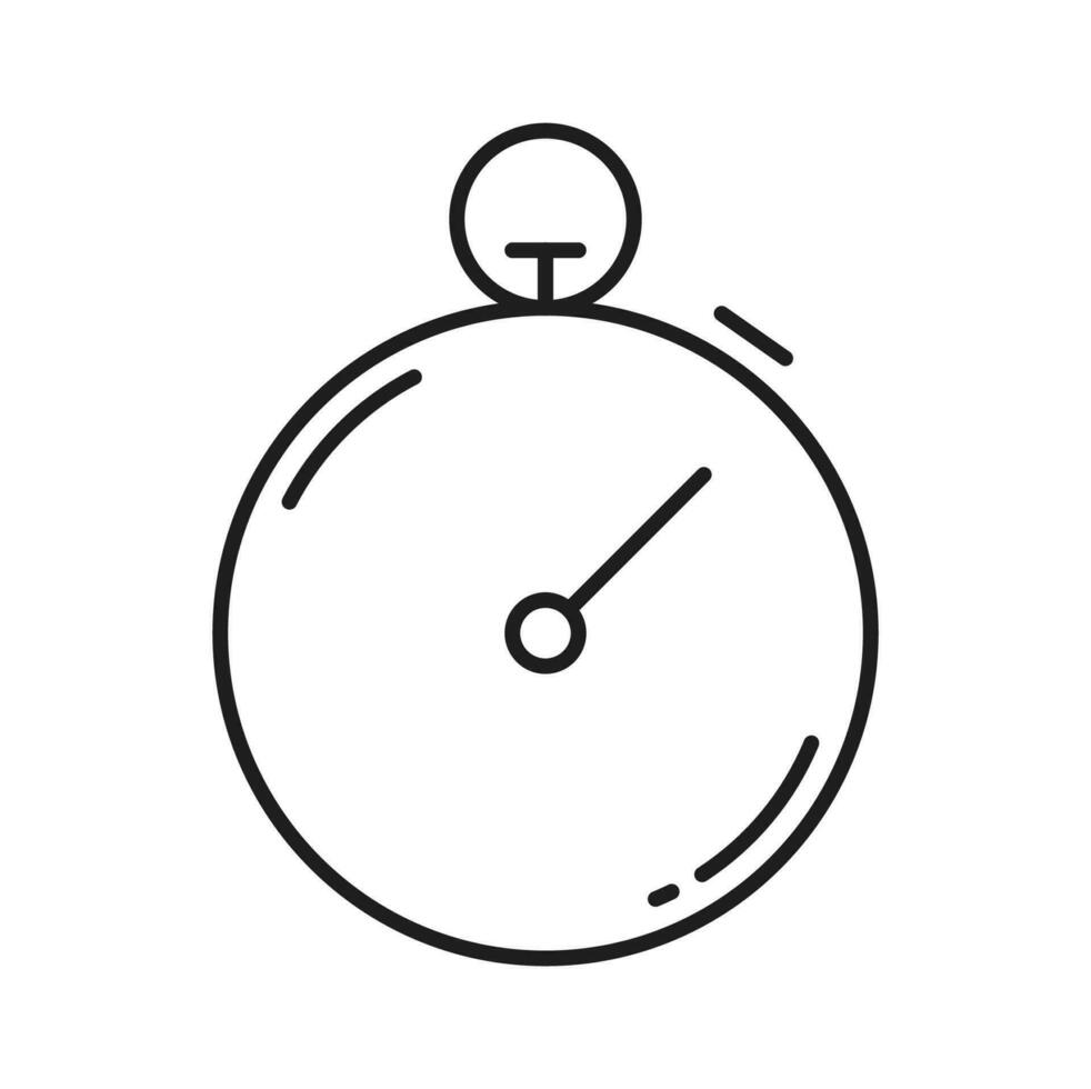 Stopwatch clock timer, chronometer outline icon vector