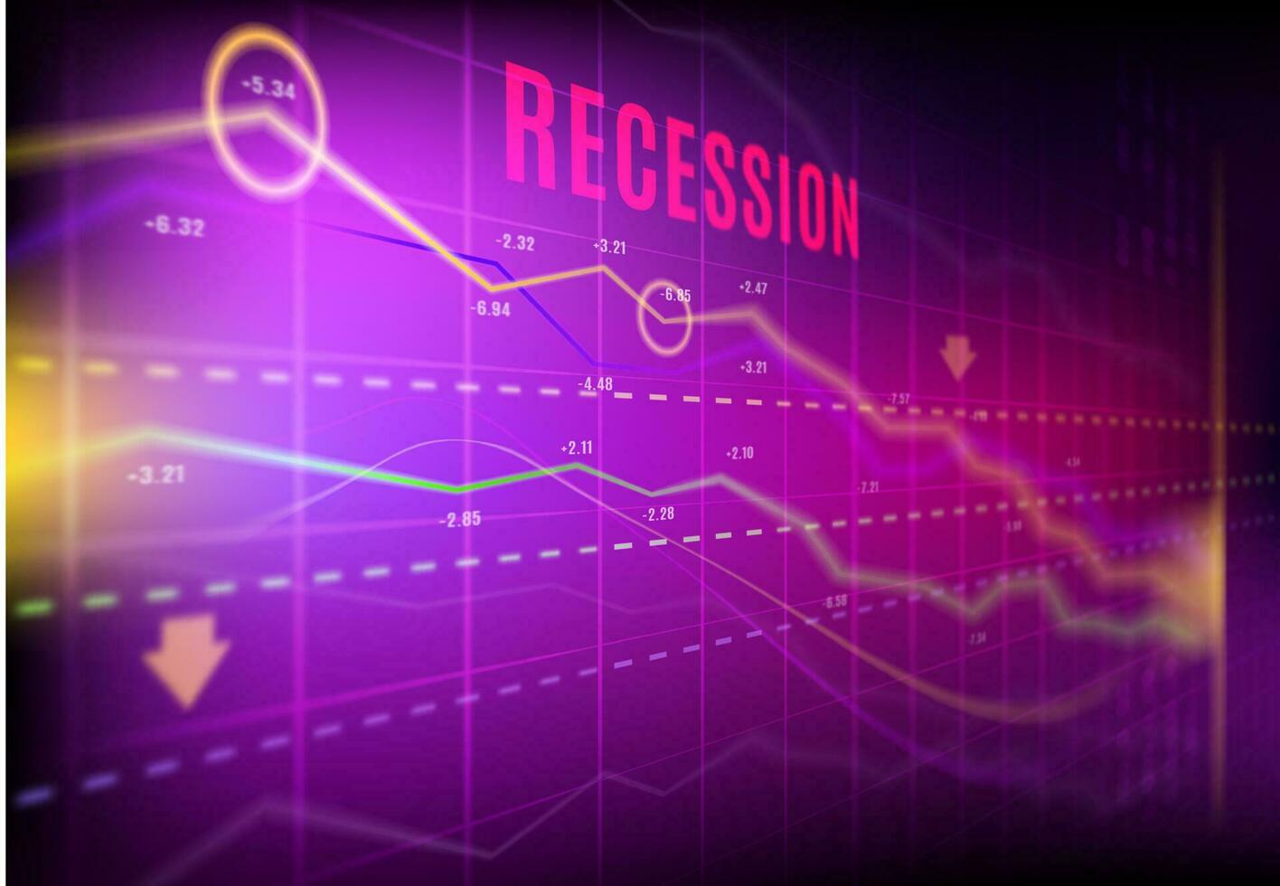 Economics recession, crashed stock loss trading vector