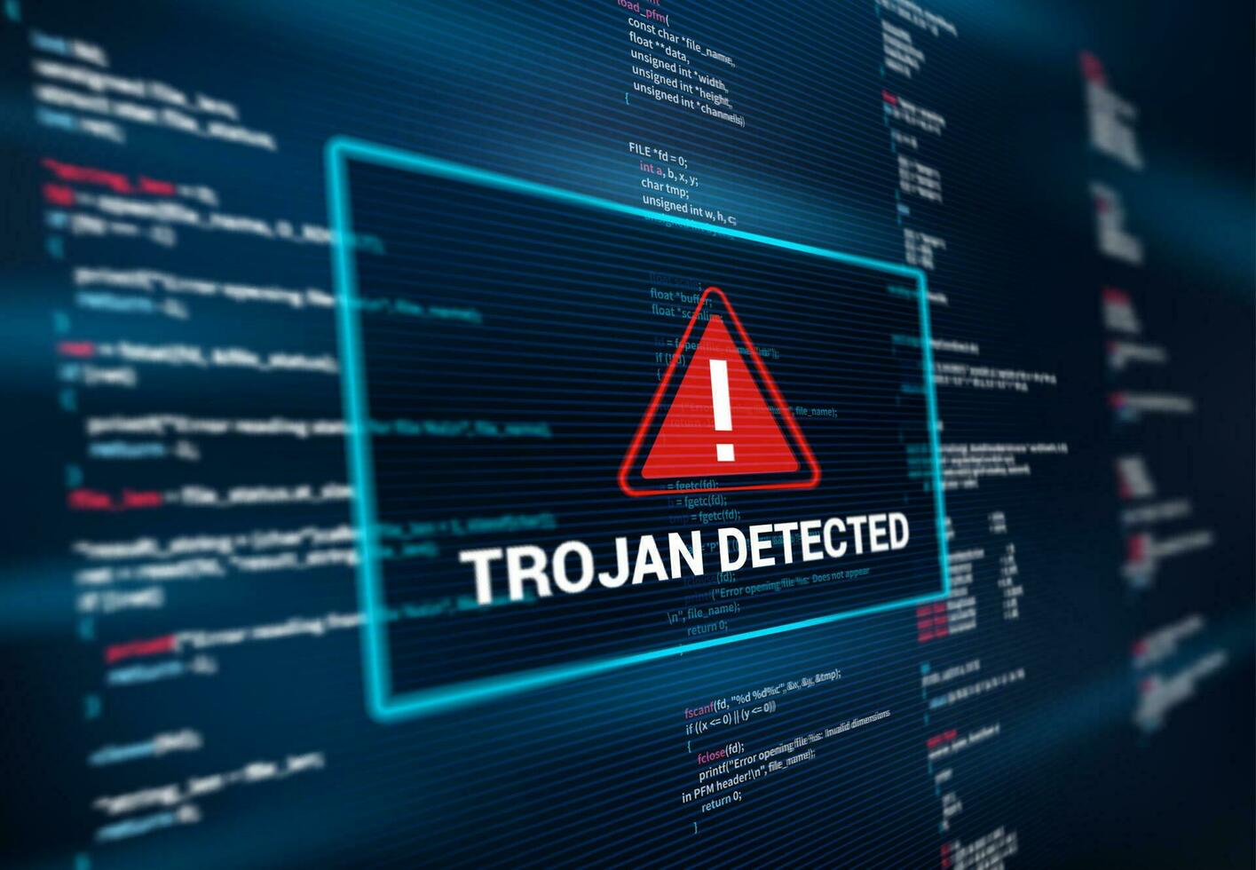 Trojan detected warning alert message background 23518216 Vector Art at