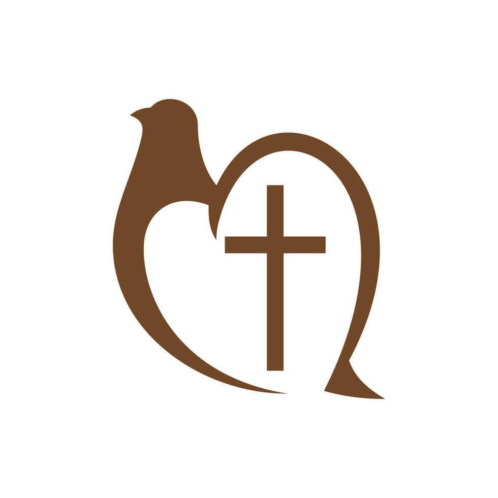 Crucifix, dove christianity religion vector icon