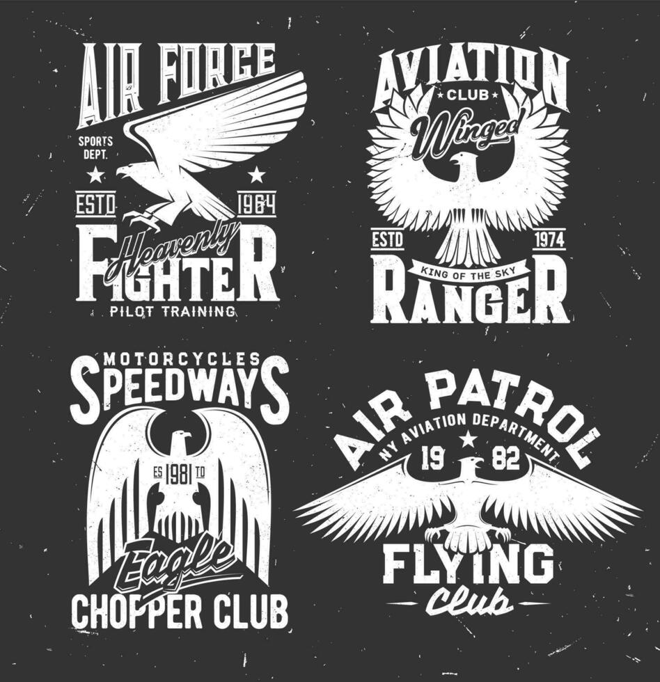 Tshirt prints with heraldic eagles, vector mascots