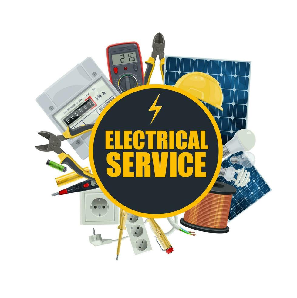 Electric service equipment and electrician tools vector