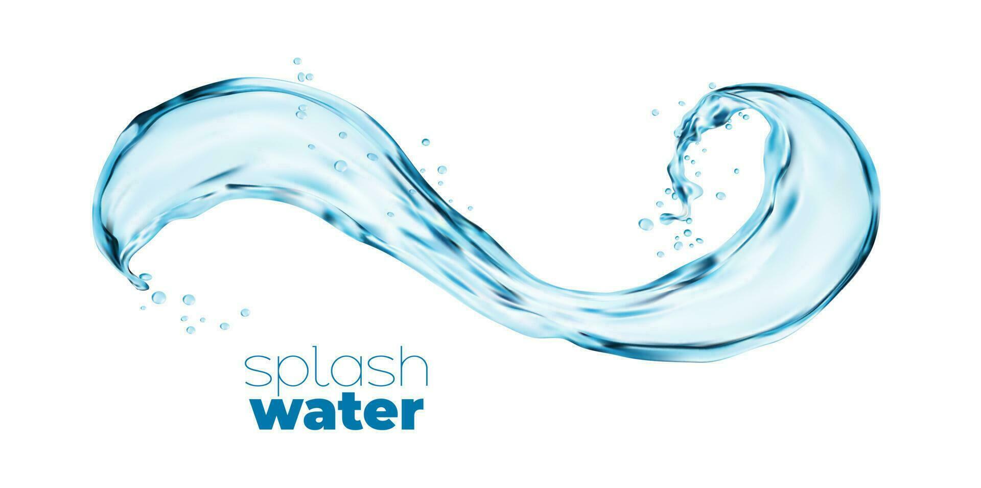 Spiral transparent water wave splash, blue water vector