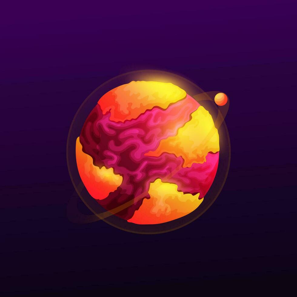 Magic fantastic burning planet of lava and magma vector