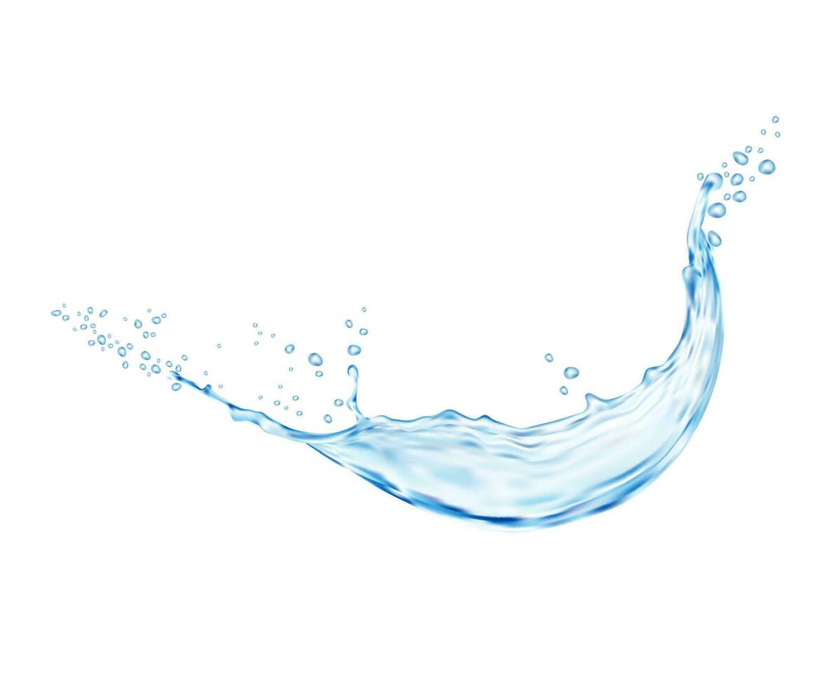 Water splash wave swirl, liquid drops, aqua drops vector