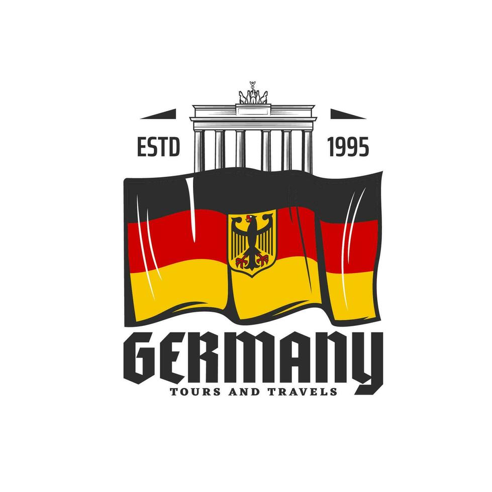 Germany flag, Berlin travel landmark vector
