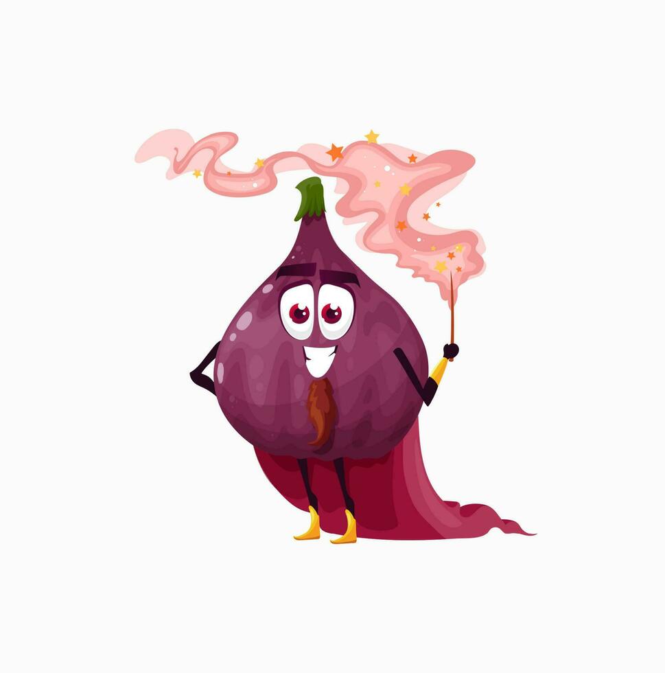 Magic fruit common fig wizard cartoon character vector