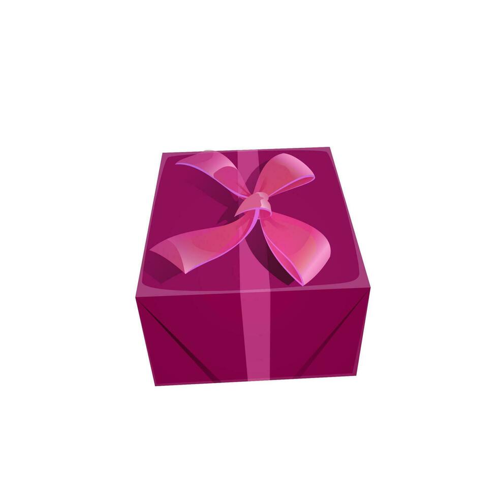 fiesta regalo caja o presente con rosado cinta, arco vector