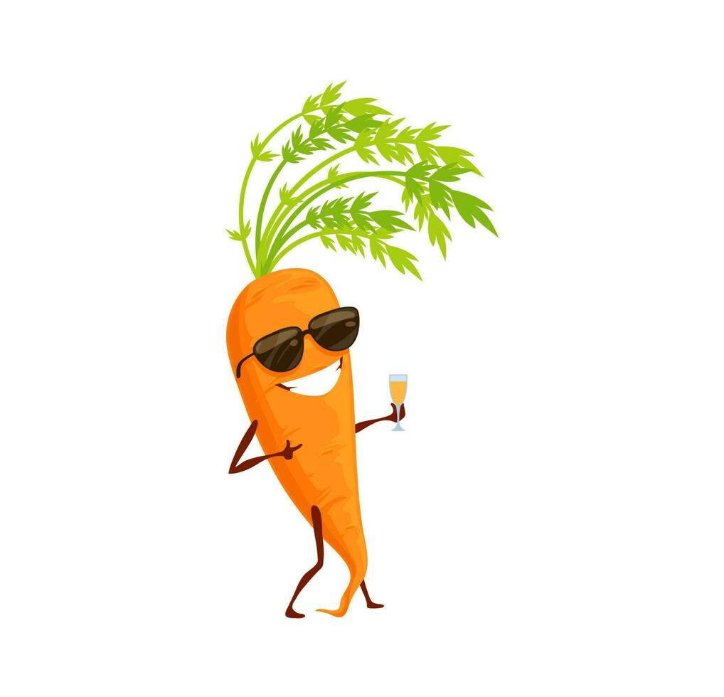 Cartoon character carrot in sunglasses isolated vector