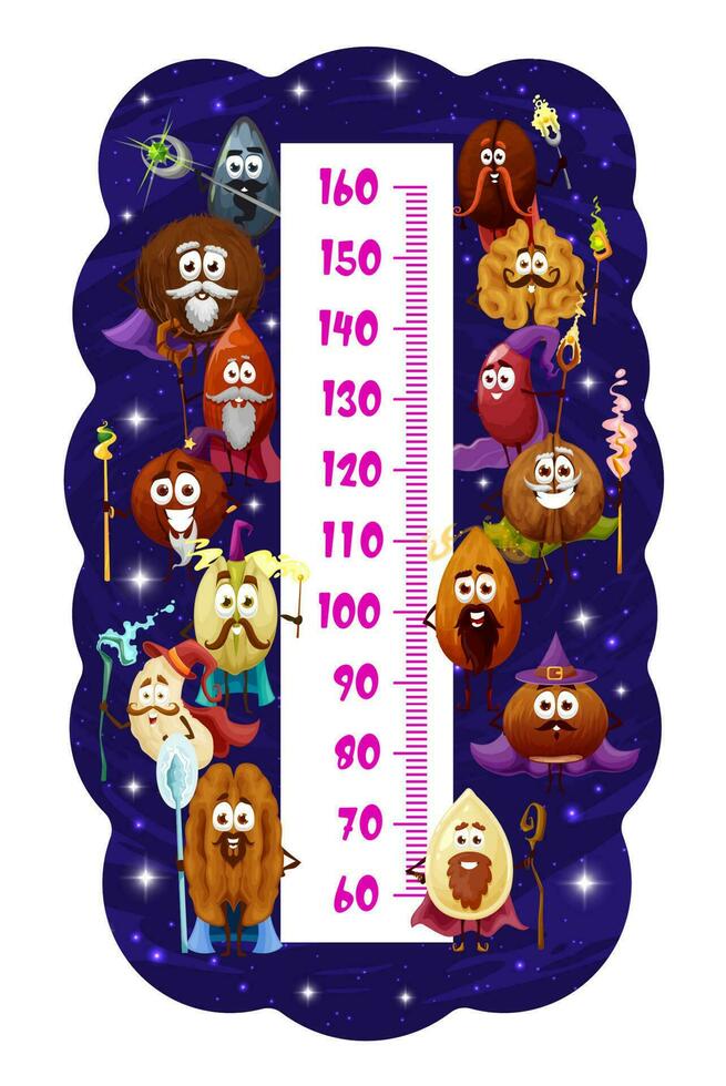 Kids height chart magician, wizard, sorcerer nut vector