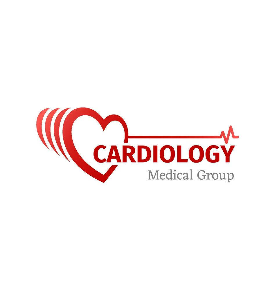 Cardiology medicine icon of heart with pulse vector