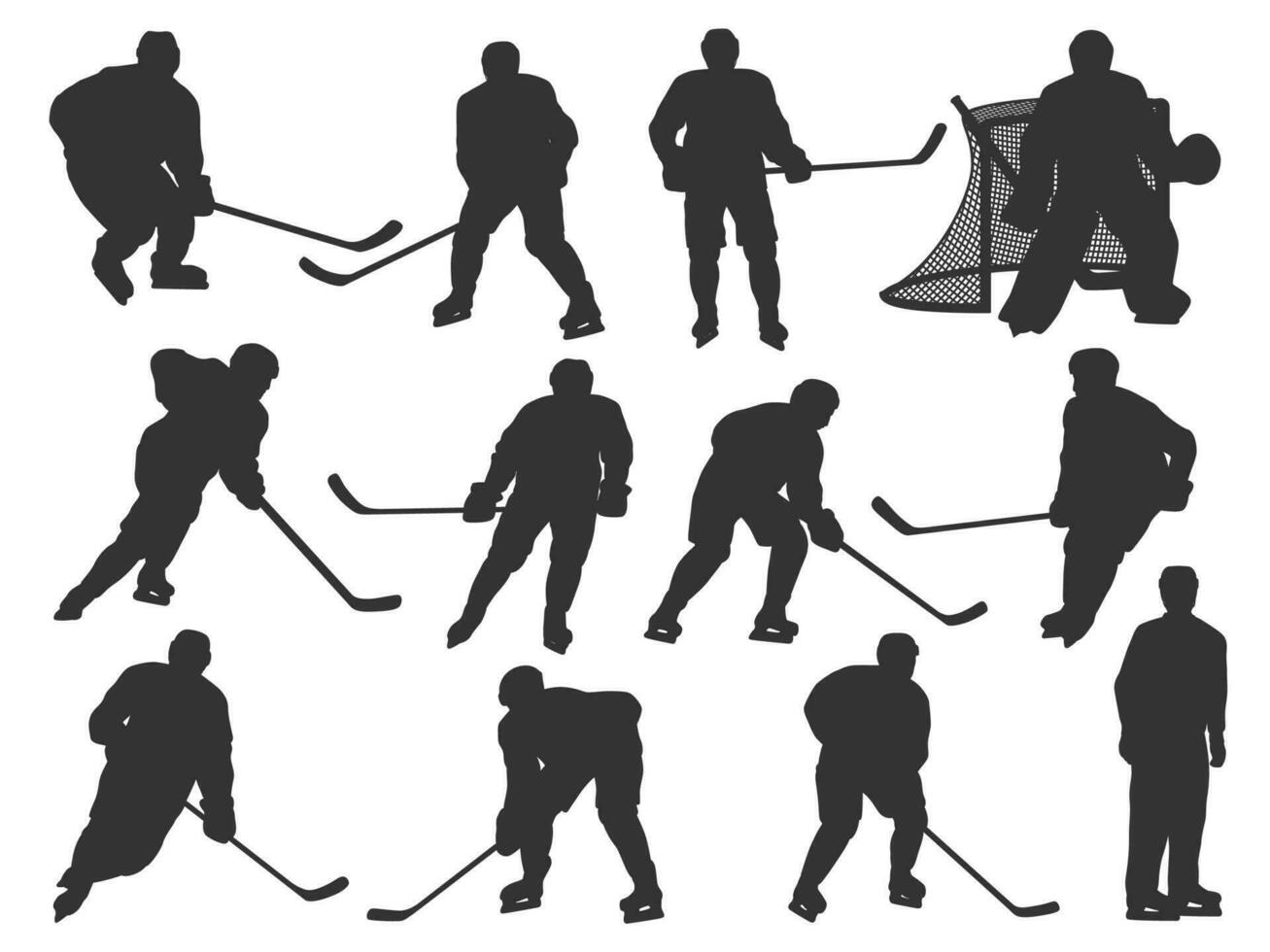 Ice hockey players vector silhouettes