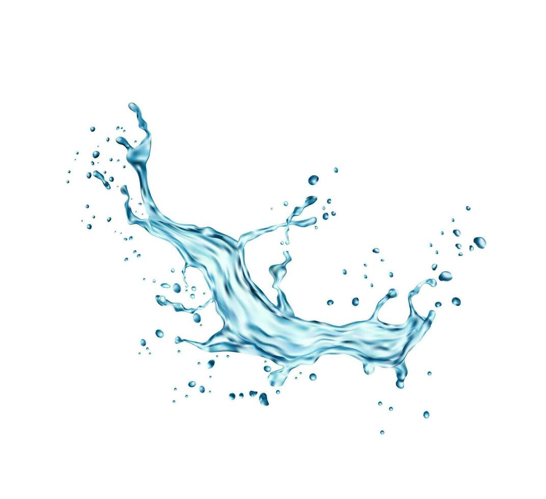 Clean water realistic vector splash with drops