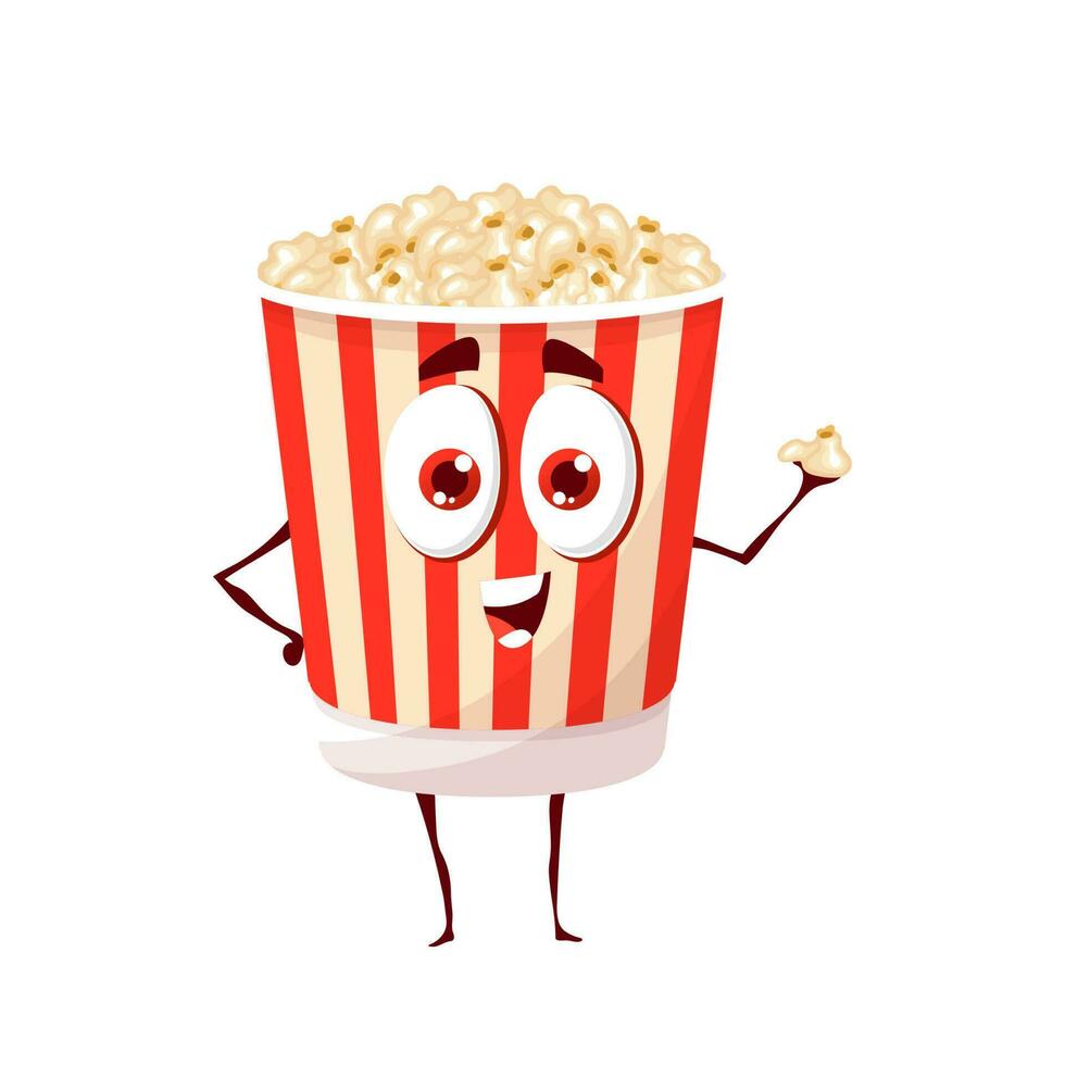 Cartoon funny popcorn character. Vector pop corn