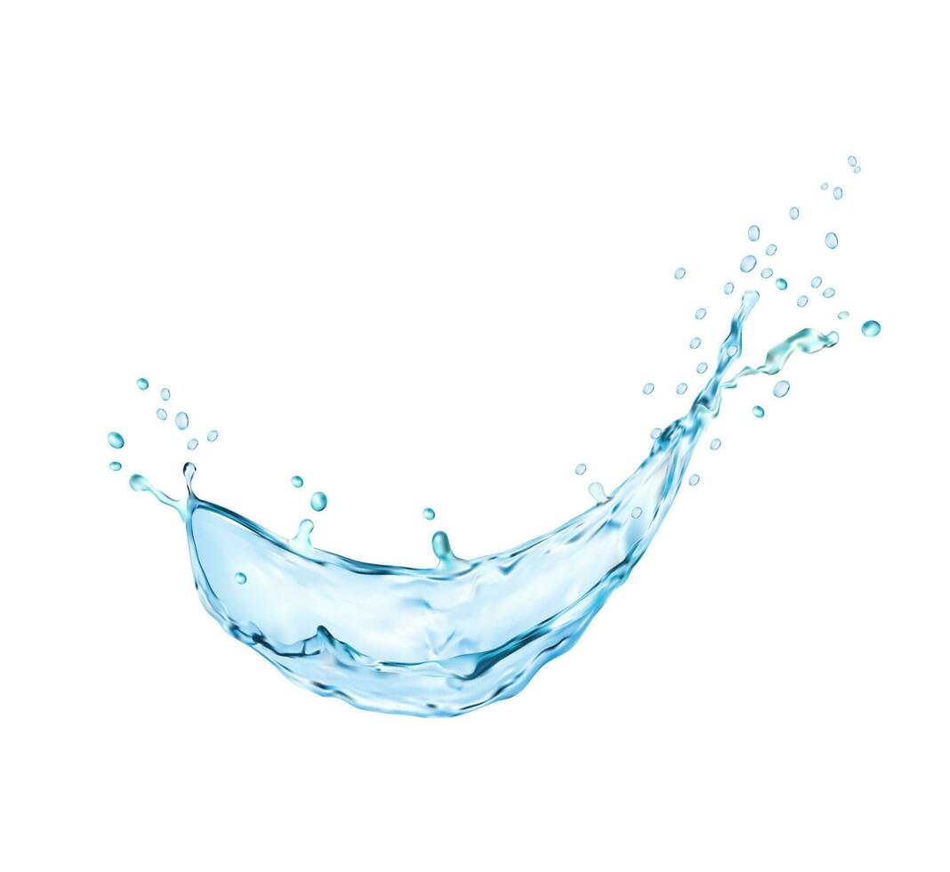 Transparent blue water wave swirl realistic splash vector