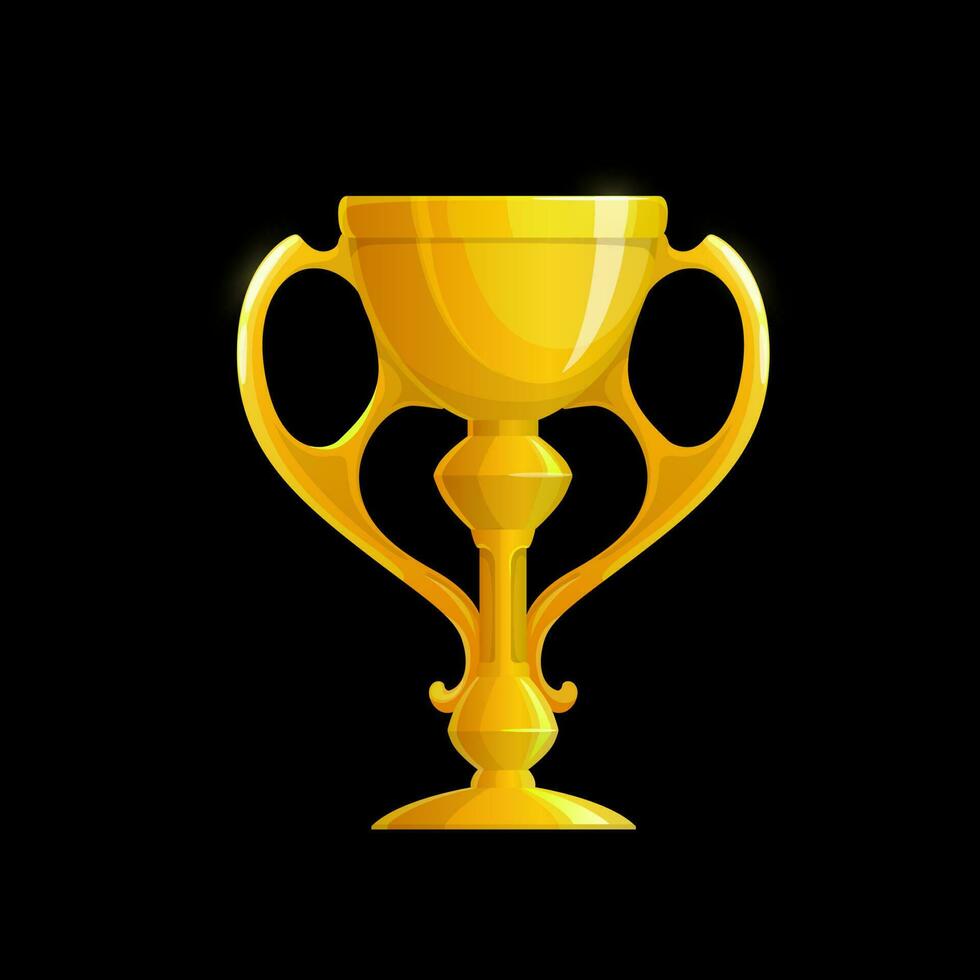 Golden trophy cup icon, vector winner gold prize