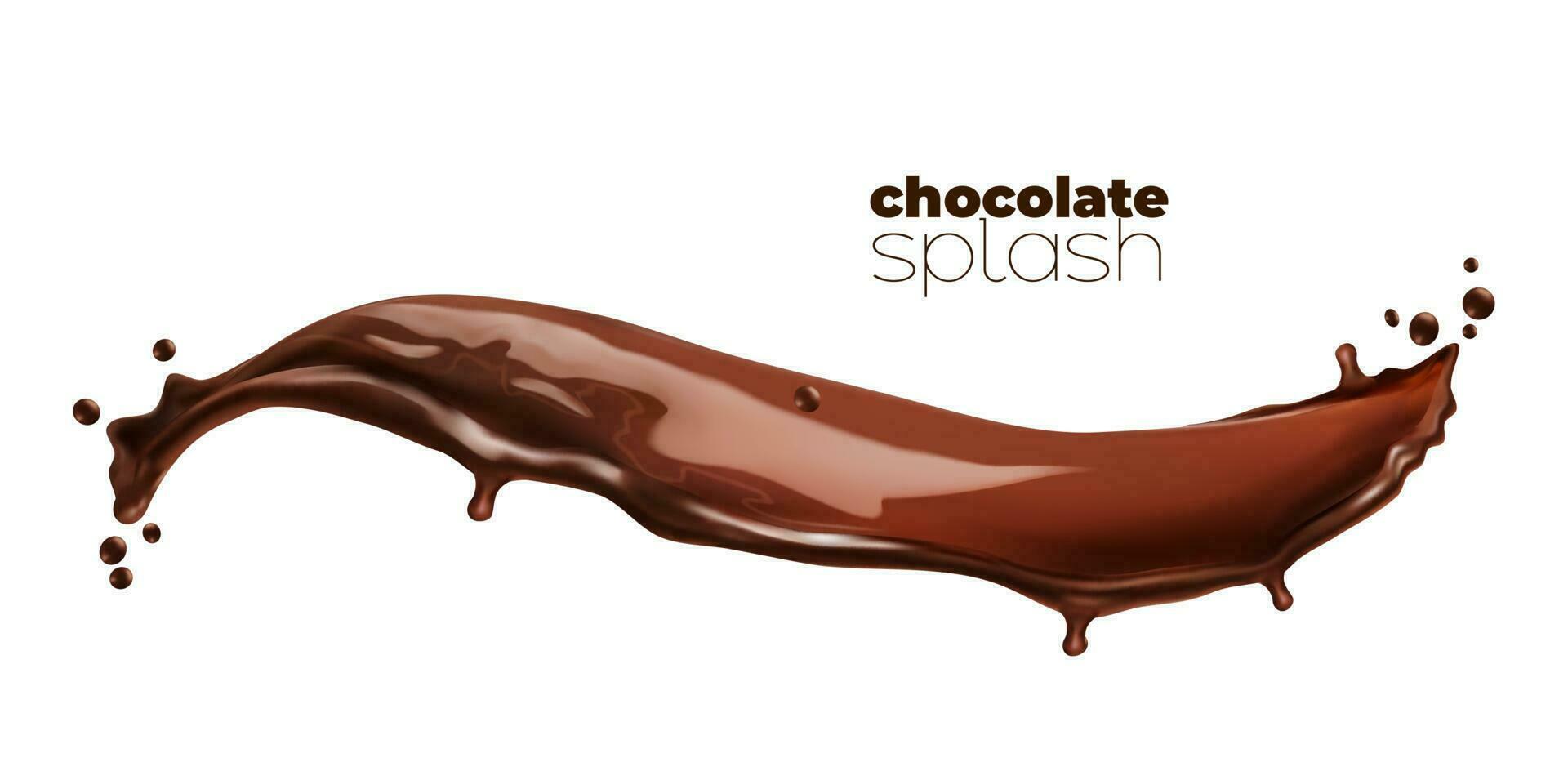 Chocolate or cocoa milk wave splash with droplets vector