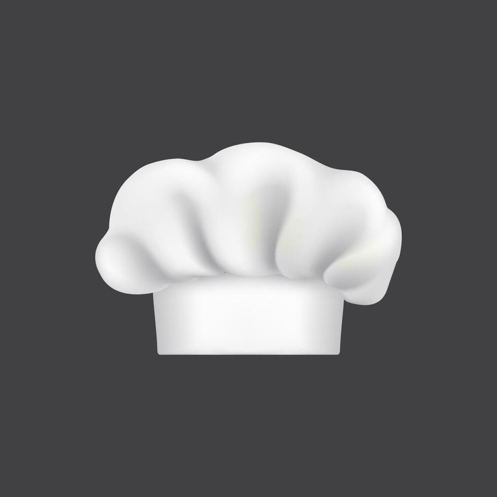 Realistic chef hat or cook cap and baker toque, 3D vector