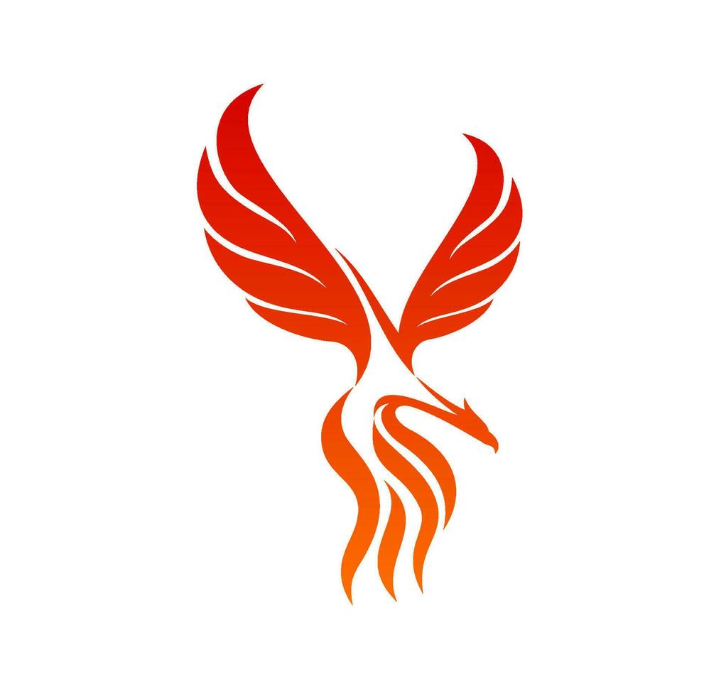 Phoenix, flaming fairytale bird icon or symbol vector