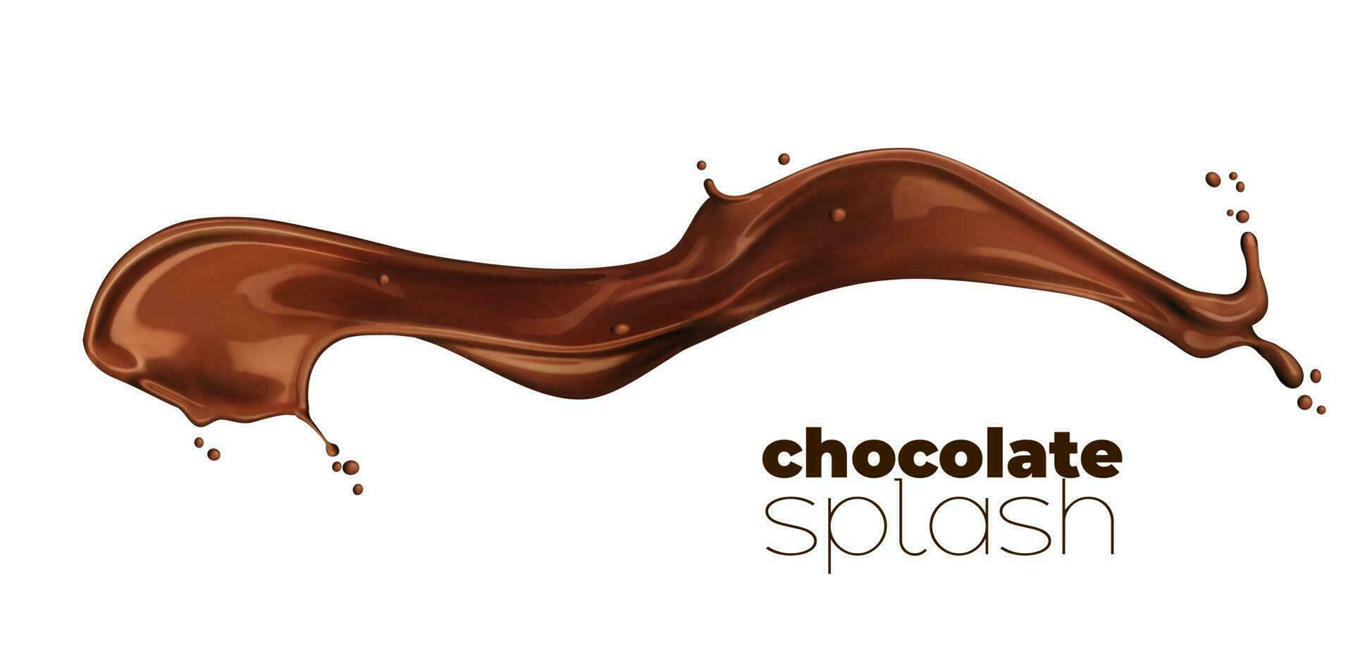 Chocolate milk isolated wave flow splash of drink vector