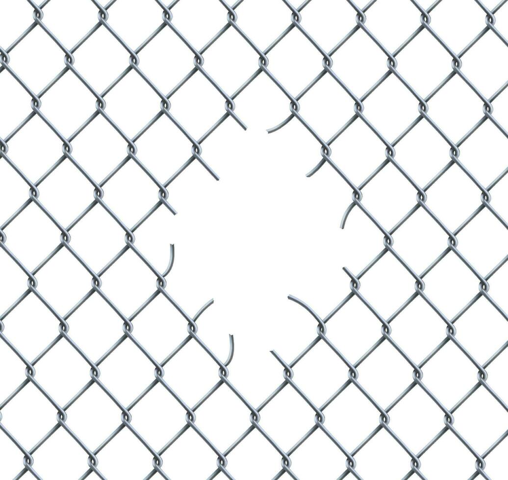 Ripped fence rabitz chain link seamless pattern vector