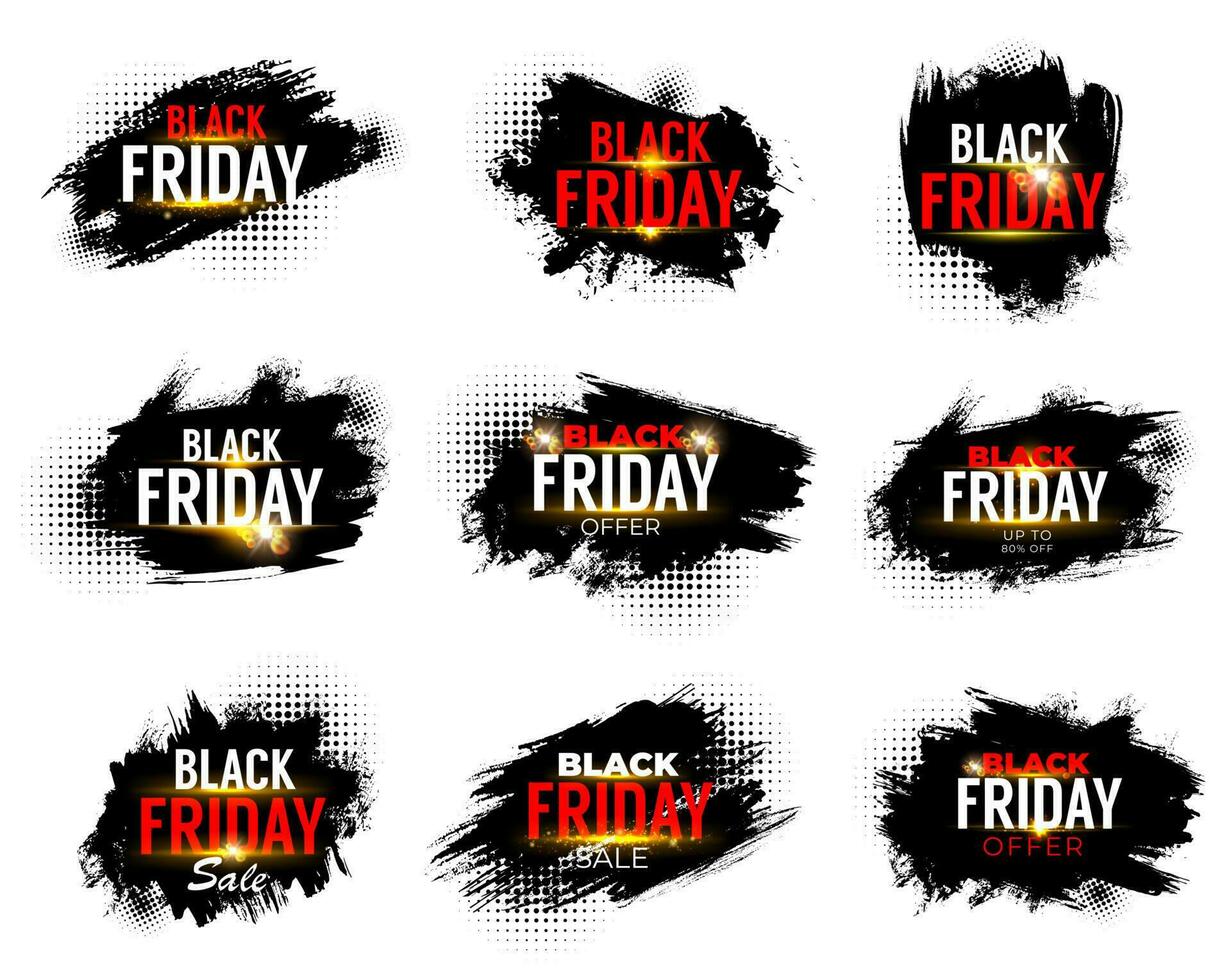 Black friday sale banners, weekend shop offer vector