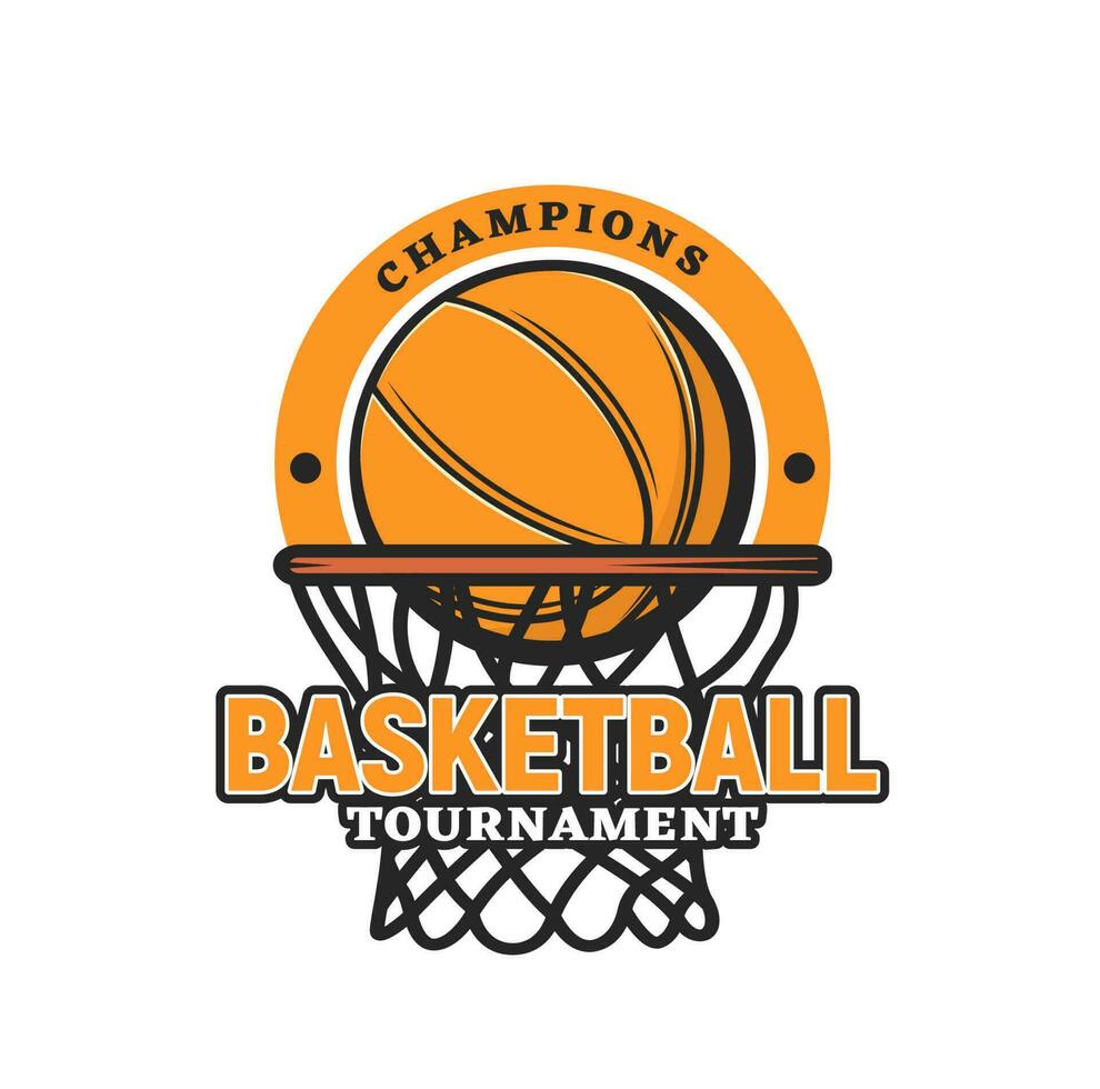 Basketball sport tournament icon with ball in hoop vector