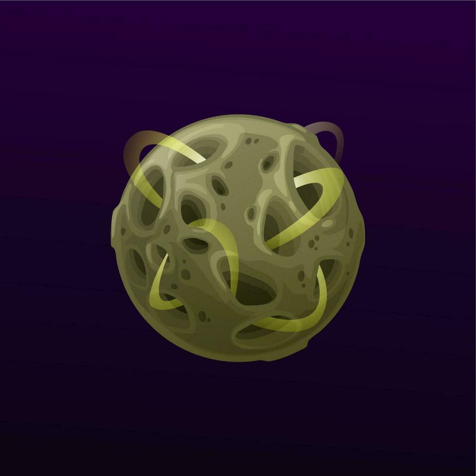 Mysterious space planet with holes and rings vector