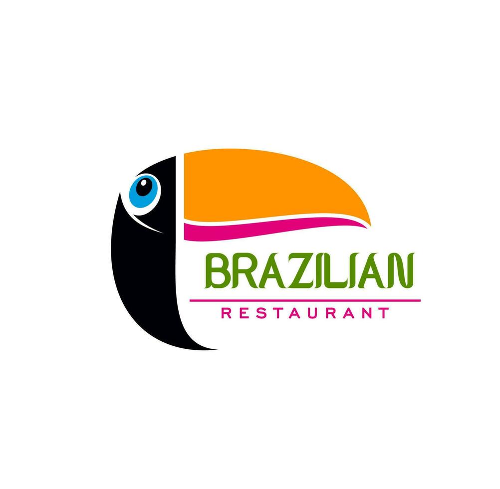 brasileño cocina restaurante icono, tucán pájaro vector