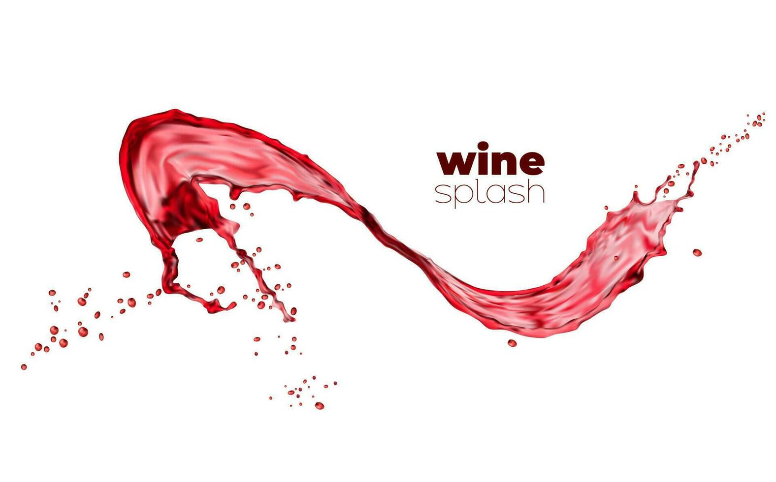 Swirl red wine or juice wave flow with drops. vector