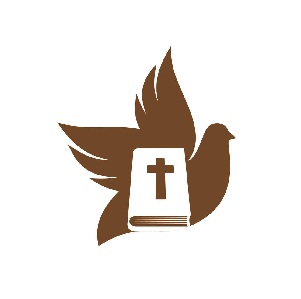 cristiandad religión icono. Biblia y paloma vector
