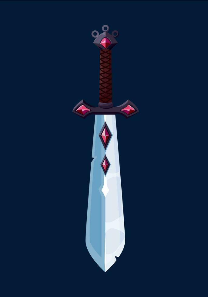 Magical cartoon wizard sword blade, game ui or gui vector