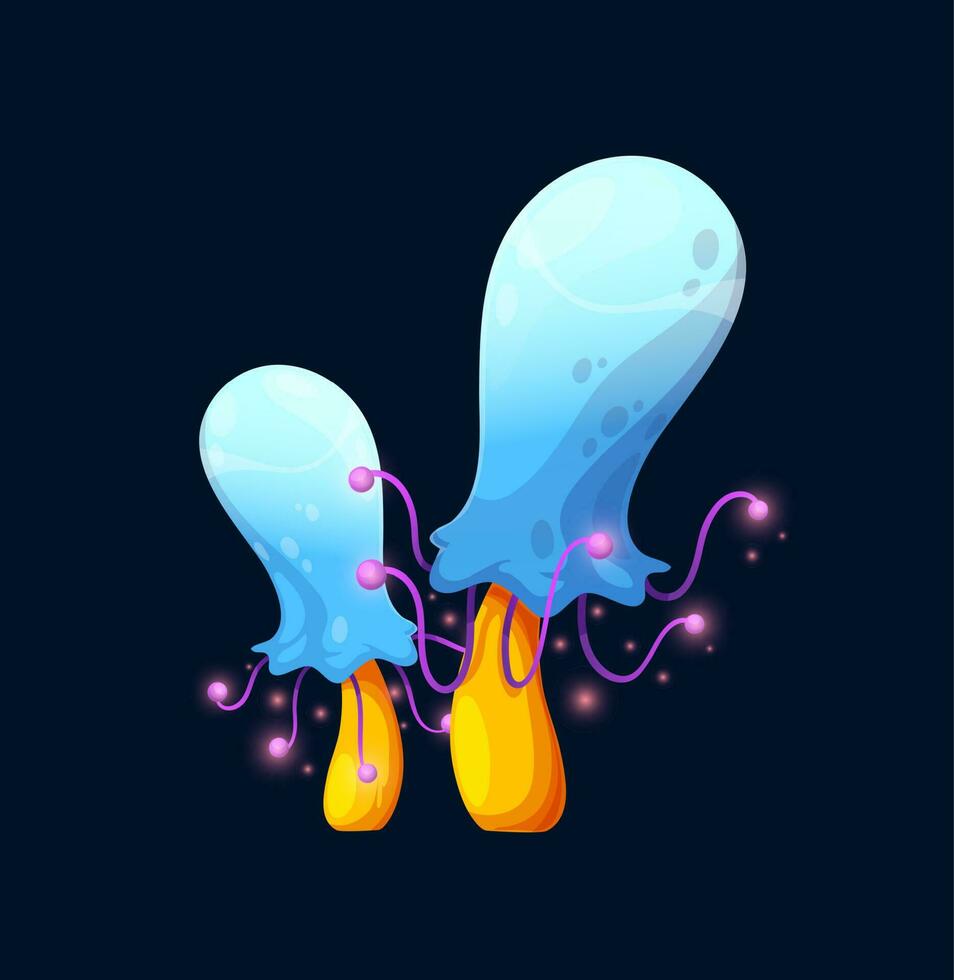 Fantasy magic blue mushroom, toxic toadstool icon vector