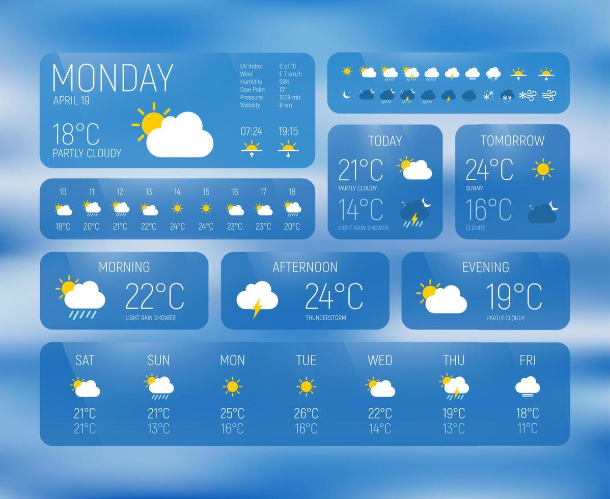 Weather Forecast Meteorology Widget App Interface 23518651 Vector Art
