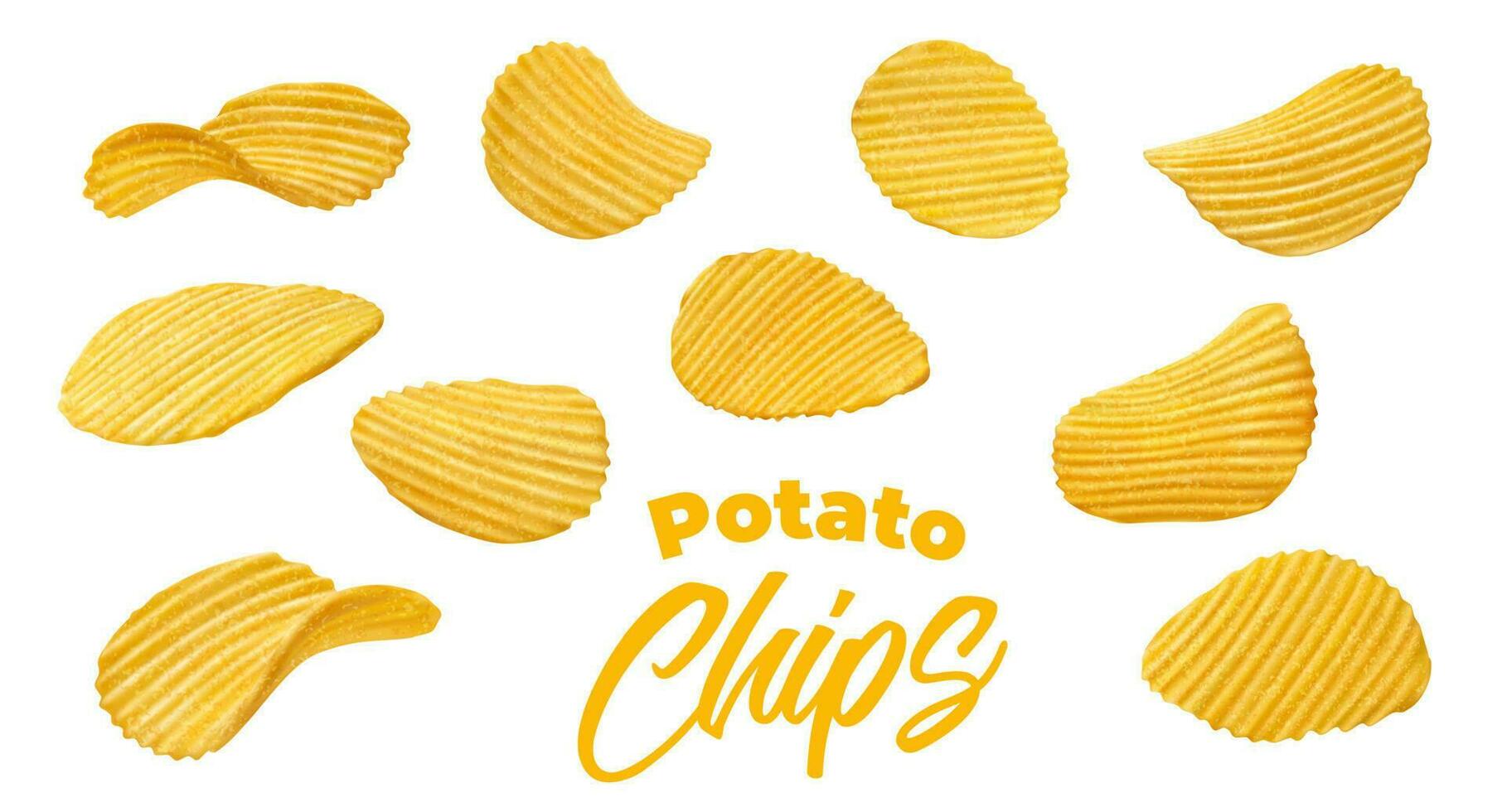 Realistic crispy ripple isolated potato chips vector
