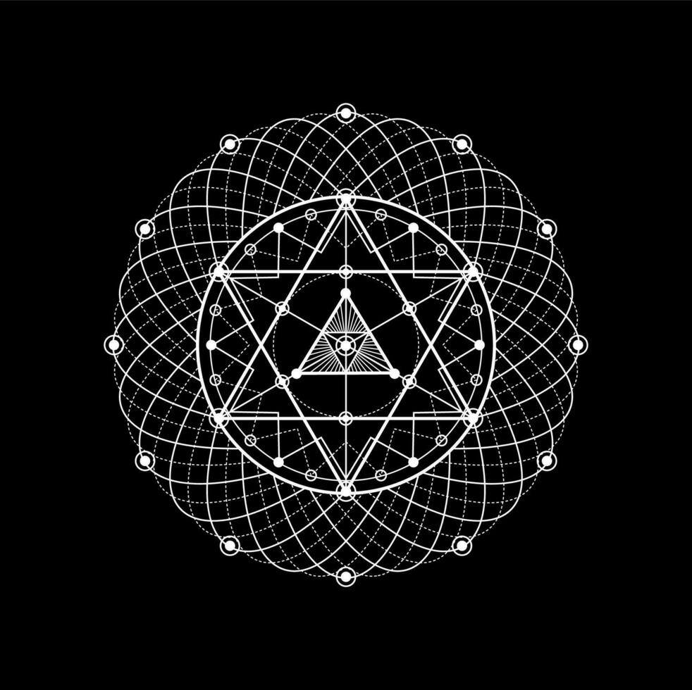 Sacred geometry, esoteric tattoo, myth pentagram vector