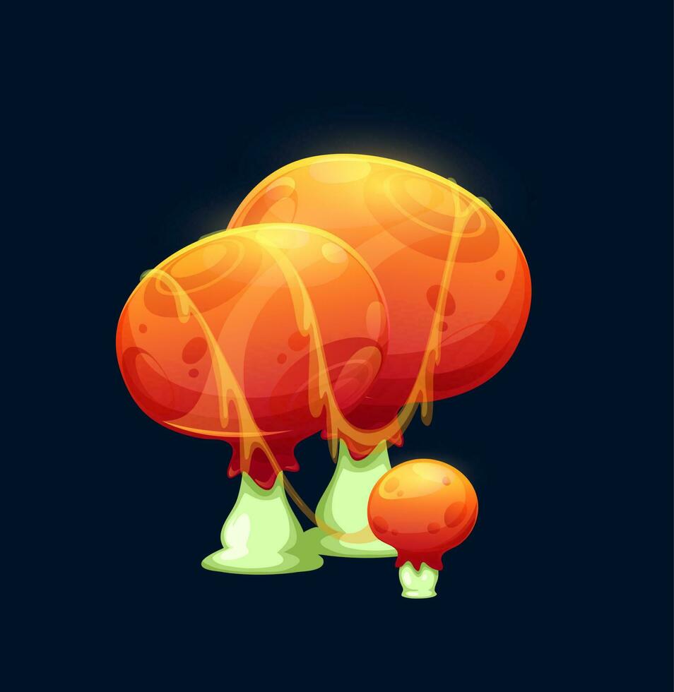 Fantasy magic plump red mushroom, vector fungus