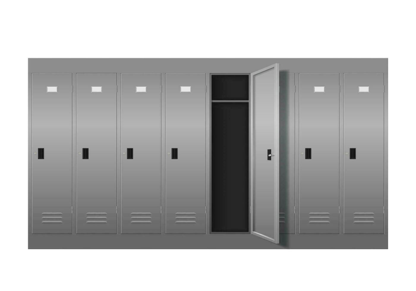 Metal cabinets, gym, school changing room lockers vector