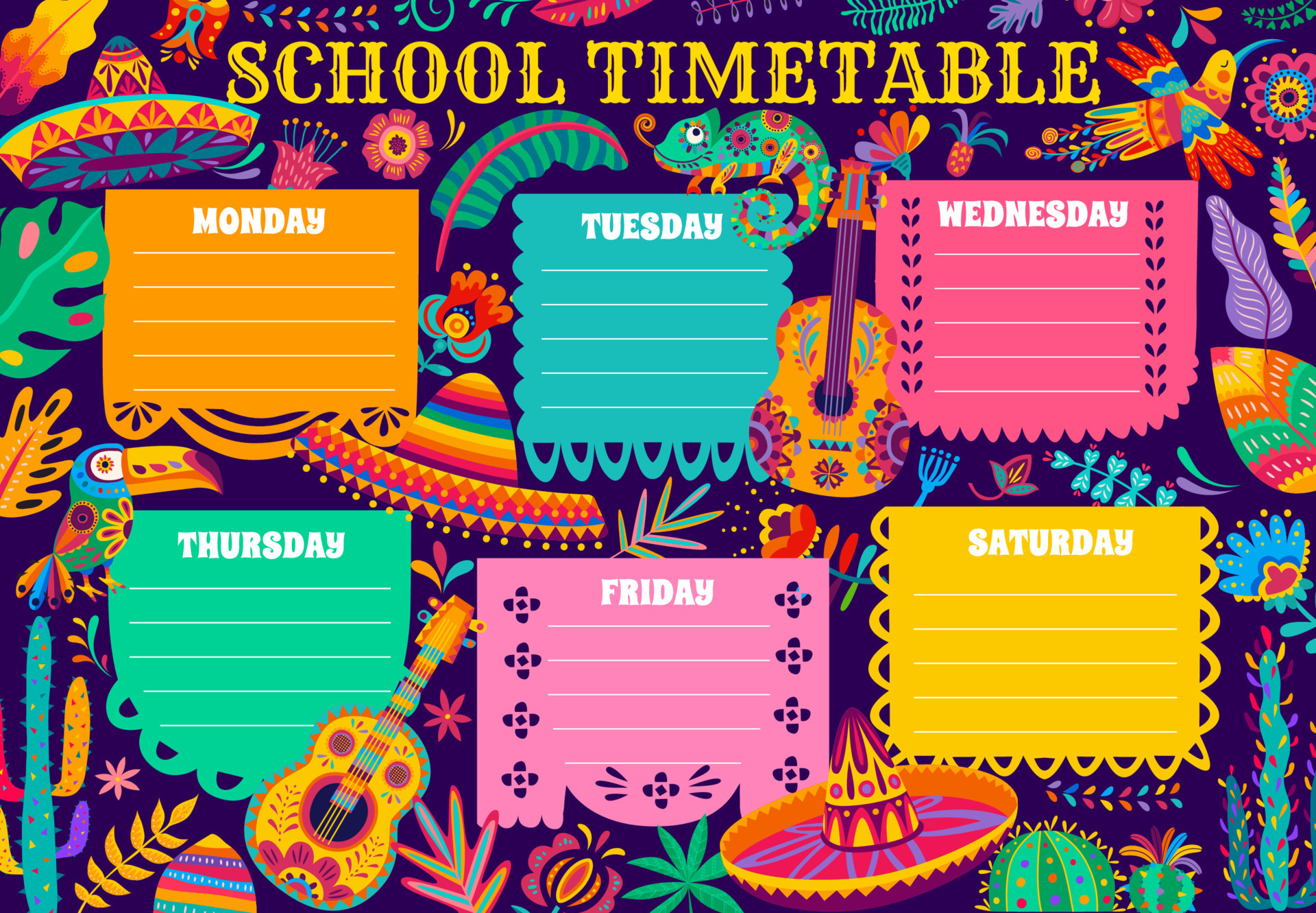 Child Timetable Schedule With Mexican Decorations 23518798 Vector Art Child Timetable Schedule With Mexican Decorations 23518798 Vector Art