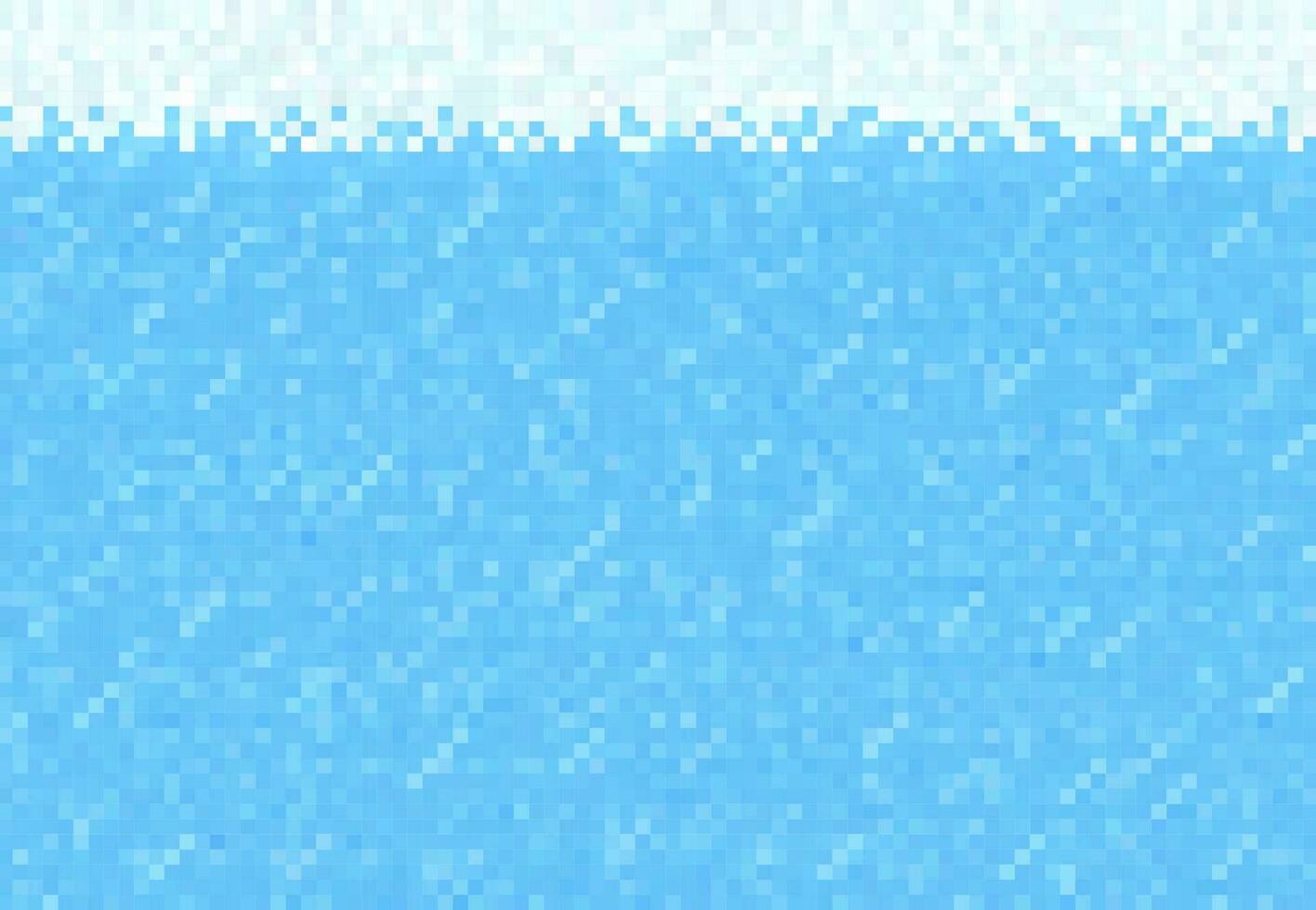 Cubic pixel game, snow ice, water block background vector