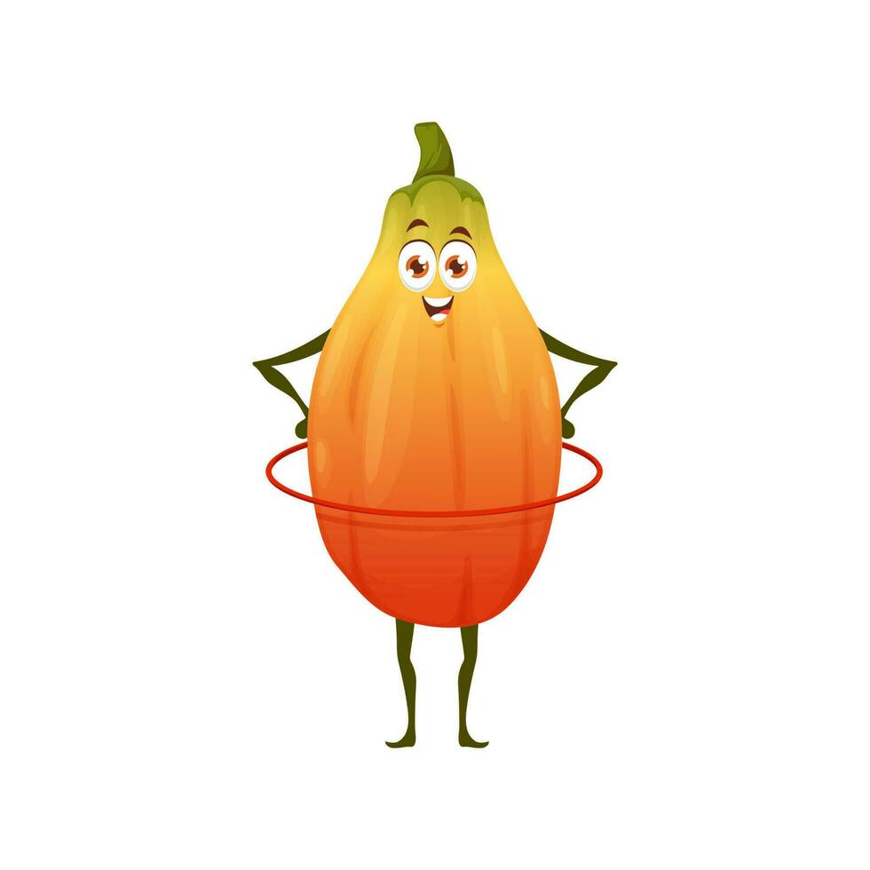 Cartoon papaya fruit character with hula hoop vector