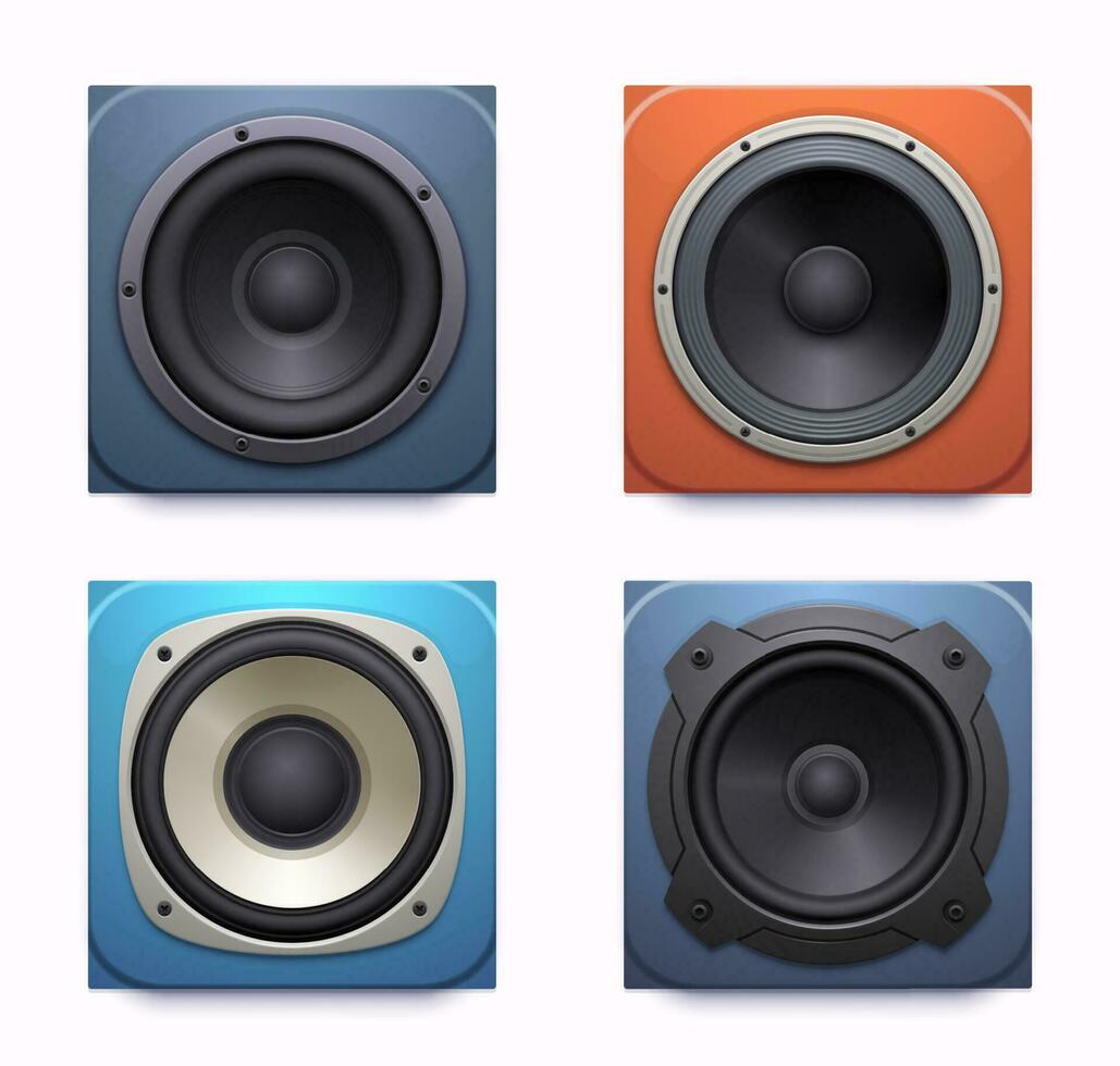 Sound speaker app icon, audio music player system vector