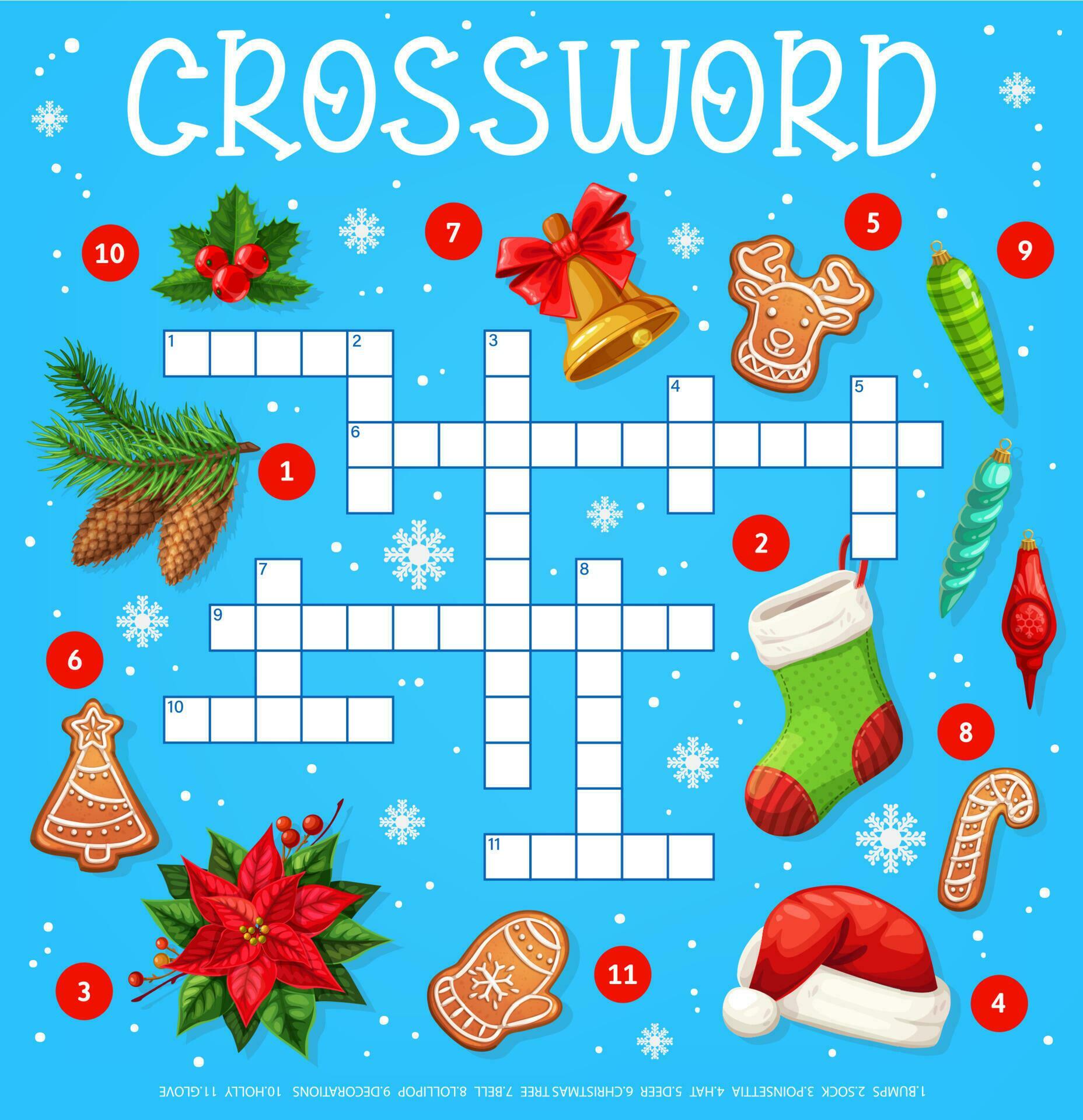 Christmas tree decorations crossword worksheet 23518854 Vector Art at