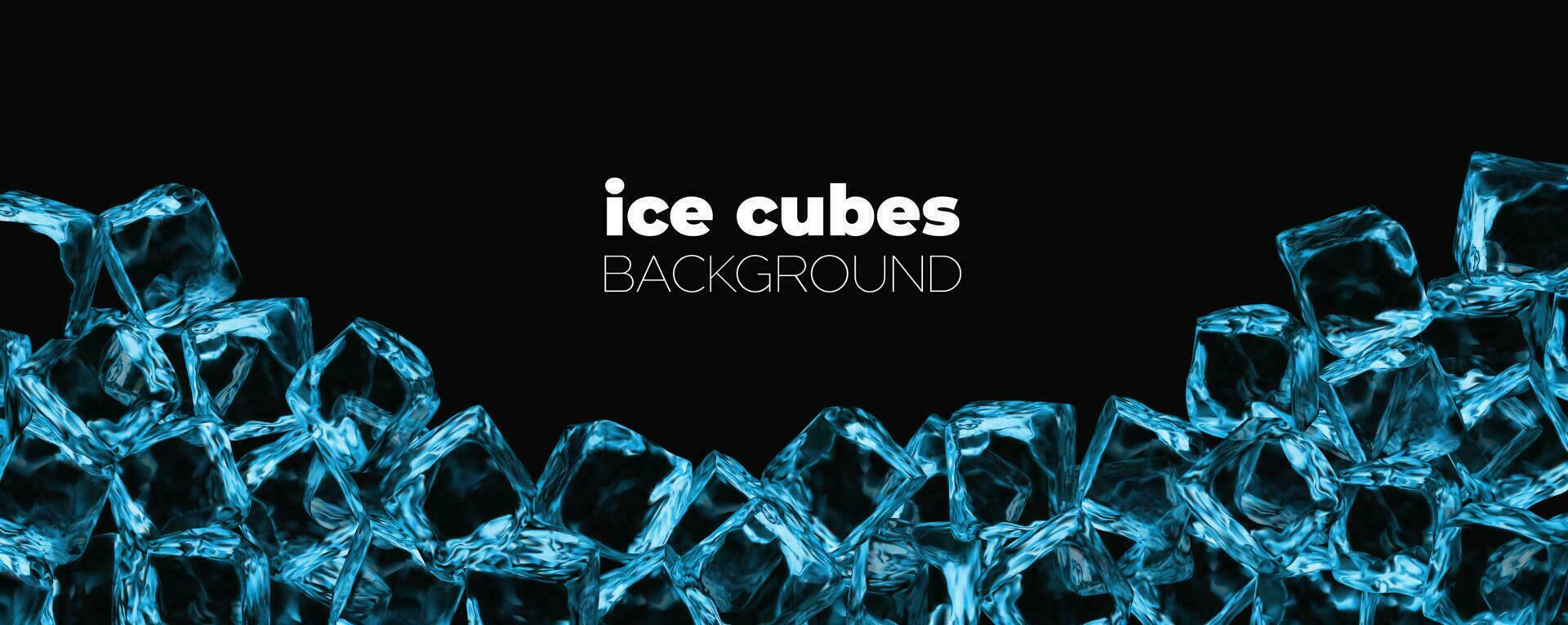 Realistic ice cubes background, crystal ice blocks vector