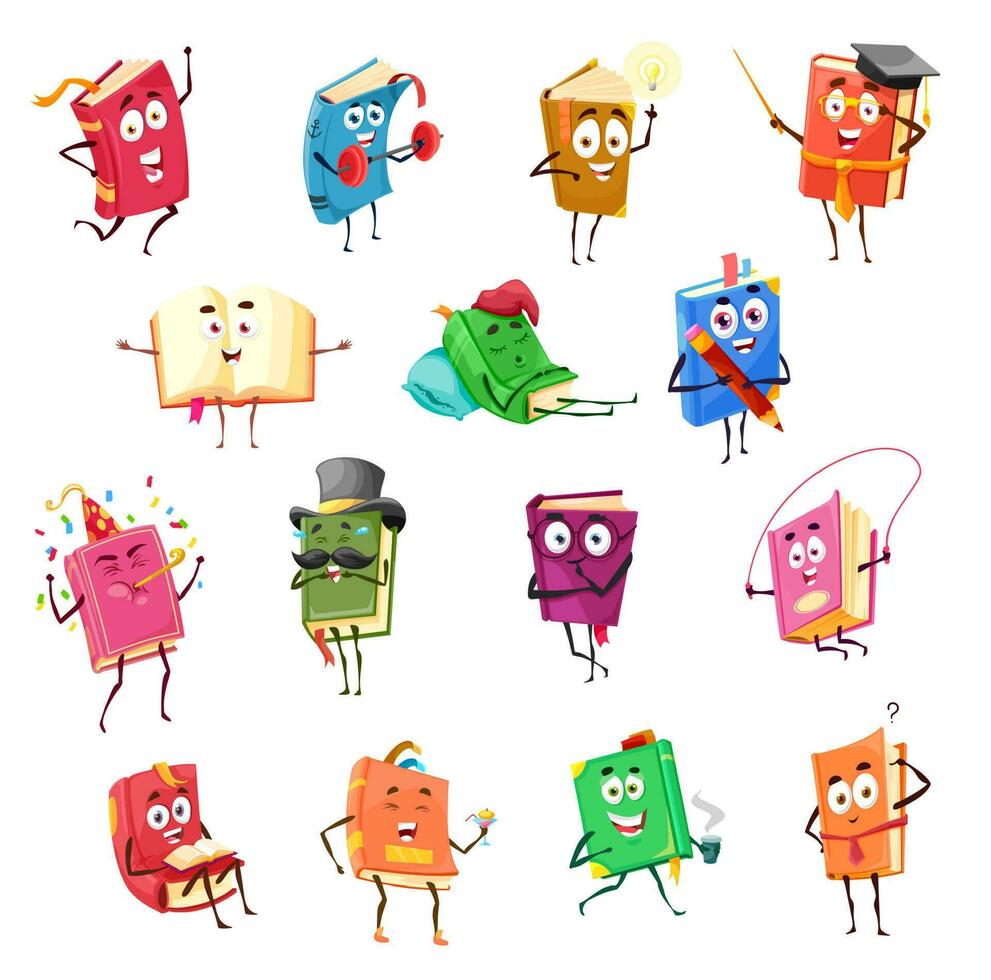 Kid textbooks, bestsellers and fairytale books set vector