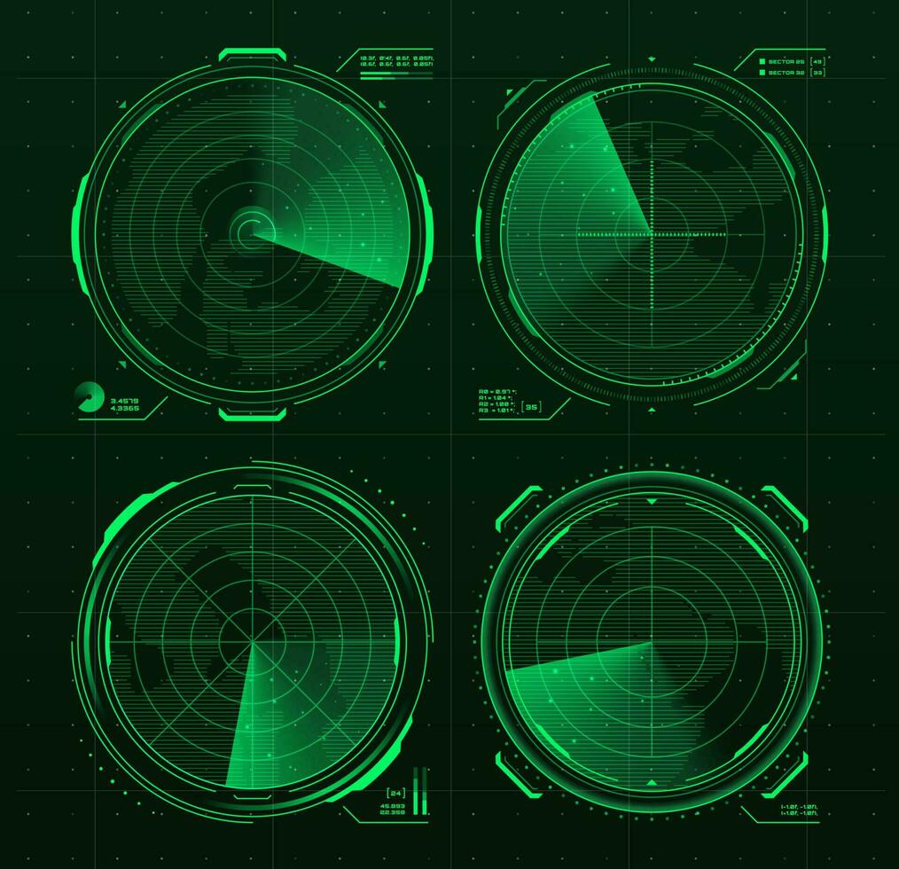 hud militar Radar, sonar monitor pantalla interfaz vector