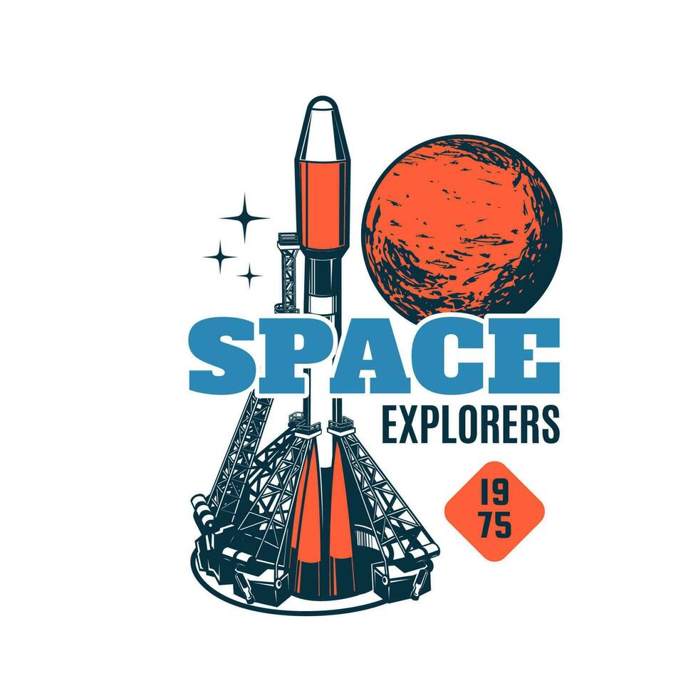 Spaceship icon of space exploration spacecraft vector