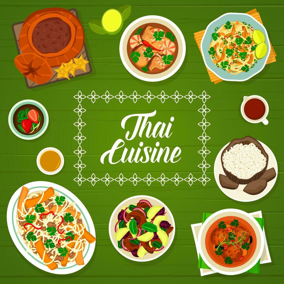 Thai food menu, Thailand cuisine lunch and dinner vector